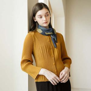 [요이츠](택가 213000원)[요이츠] 겹주름 프릴 라운드 플리츠 자켓 머스타드_YJ08WNPJK04