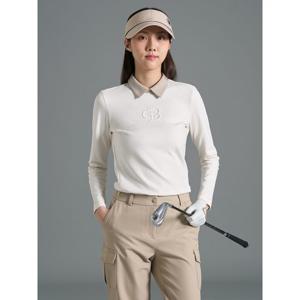 [빈폴골프][B_under] 여성 로고 엠보 칼라 긴소매 티셔츠 - 화이트(BJ6141L021)
