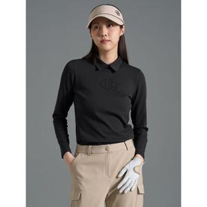 [빈폴골프][B_under] 여성 로고 엠보 칼라 긴소매 티셔츠 - 블랙(BJ6141L025)