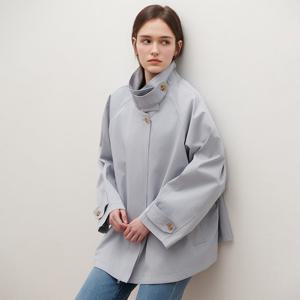 [SATIN] 하이넥 A라인 트렌치 코트 S261S799