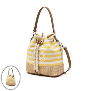 [헤지스골프] 여성 스트라이프 코튼 버킷백 오렌지 HWBA6E303O1