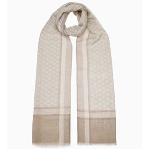 [헤지스ACC] 베이지 체크 린넨혼방 롱 스카프 HISC6E625I2