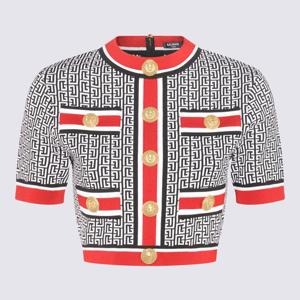 24SS Balmain Jacquard monogrammed crop 탑 BF1AI115KE89EJC TP571993176