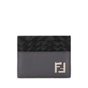 24FW Fendi Portacarte di credito Fendi in pelle e cotone spalmato 사피아노 7M0164AFF2F07AL TP572138703