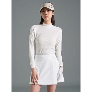 [빈폴골프][B_under] 여성 자카드 하이넥 긴소매 티셔츠 - 화이트(BJ6141L031)