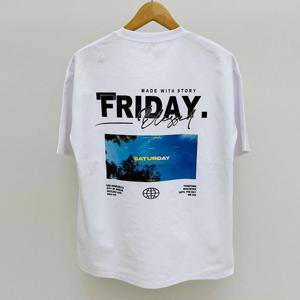 남자 프라이데이 라운드 반팔 티셔츠 RB-TSH-Q023-화이트