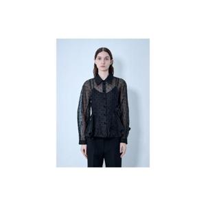26 SS 가니 여성 플록드 오간자 페플럼 셔츠 gan0263019blk