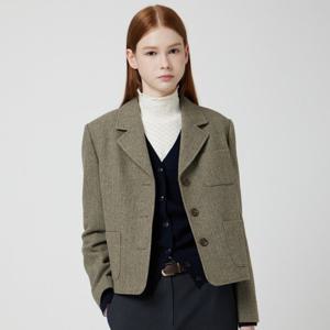 [씨씨콜렉트] 헤링본 크롭 싱글 자켓_C254MSF035