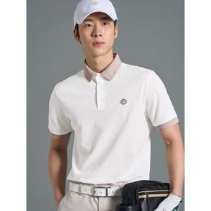 [빈폴골프]남성 칼라 소매 배색 티셔츠 - 화이트(BJ6342B131)