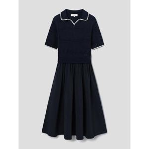 [빈폴레이디스] 크로쉐 배색 니트 드레스  네이비 (BF635UC03R)