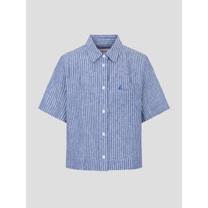 [빈폴레이디스] 리넨 반소매 스트라이프 셔츠  블루 (BF6365C02P)