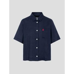 [빈폴레이디스] 리넨 반소매 솔리드 셔츠  네이비 (BF6365C01R)