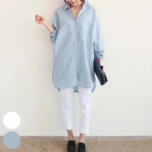 [강물처럼]빅사이즈사랑해요 J734L310 캐주얼루즈롤업롱남방 DS