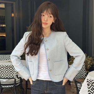 [올리브데올리브]라운드넥 체크 자켓 OW6XJ876