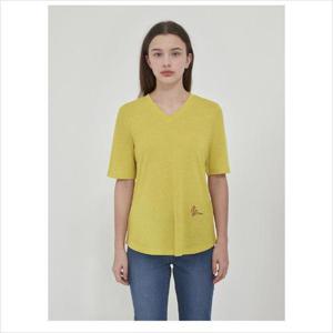 올리비아로렌 HC04 브이넥 린넨 자수 티셔츠 VOBAS5M3251