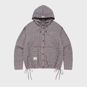 와키윌리후드집업 KQJ WA2602JK69NA 우먼스 체크 시어서커 후드 셔츠 점퍼 네이비