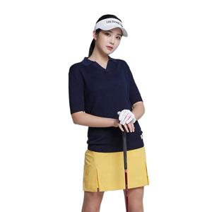 골피아 LX21SNT4W_DNA 여성 클래식 오픈 카라 반팔 니트 셔츠