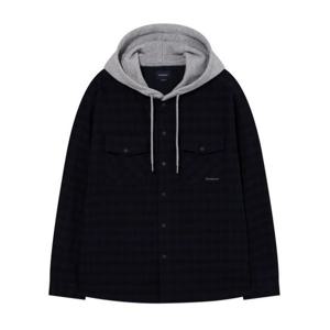 커버낫 COVERNAT 오버핏 후디 체크 셔츠 Dark Navy CO2504SH33DN 453033