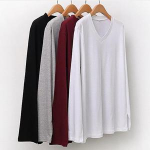 [강물처럼]빅사이즈사랑해요 6799L312 센스브이넥솔리드긴팔티 W