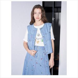 올리비아로렌 HC04 자수 포켓 데님 베스트 VVBQC5M3461