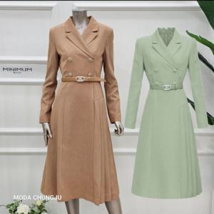 [미니멈]MD 카라넥 플리츠 디테일 원피스 MD MYAAWO2190 M_CJ