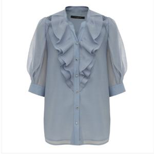 [미니멈]프릴 시스루 블라우스 (MZBAWB3030 BL)_IC