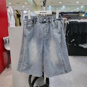 에어워크주니어 sh06 7부 스판데님 S/블루 맞주름 테이핑 버뮤다팬츠 R262G3186A