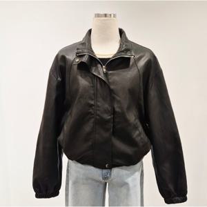 [비지트인뉴욕]밑단 셔링 페이크 가죽자켓 VC4LE61