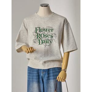 [커스텀에이블]로즈 레터링 반팔 맨투맨_T2604TS047A