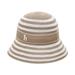 헤지스골프  베이지 여성 스트라이프 크로쉐 버킷햇(HWHE6E202I4)