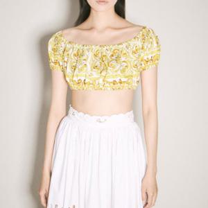 26 SS 돌체앤가바나 마조리카 프린트 크롭 오프숄더 탑 F755RT HH5BA HG3TN