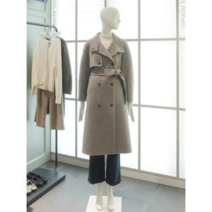 벨티드 알파카 블렌드 하이넥 롱 코트(Z254MSG532)