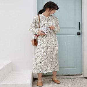 여성 리본 원피스 플라워 잔꽃