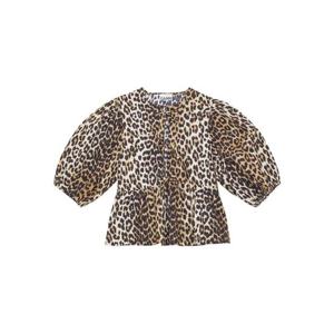 라프리마 가니 레오파드 코튼 포플린 페플럼 타이 블라우스 F9116 943