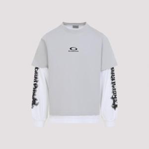 발렌시아가 긴팔 티셔츠 871497 TUVD5 1410 LIGHT GREY WHITE