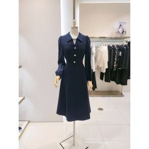 샤틴 트위드 배색 A라인 원피스 (S234S609) S234S609