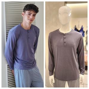 비너스 란제리 비너스 인견 COOL 기하나염  남성 상의티 잠옷 VEV3929M VEV39290000