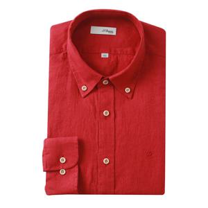 듀퐁셔츠 (S.T듀퐁)25년 SS 신상 슬림핏 버튼다운 린넨100 긴팔 셔츠 -SE5SM21LS330SRD(레드) SE5SM21LS330