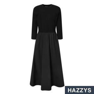 헤지스 소재 배색 면 혼방 7부 소매 원피스 HSDR5D901