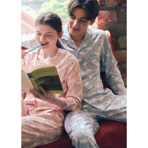 비너스 란제리 간절기 곰나염 남여 커플 긴팔 긴바지 신혼층 기본 파자마 잠옷 (VPA4571MVPA4571W) VPA4571MVPA4