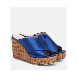 미우미우 새틴 웨지 샌들 P00436061