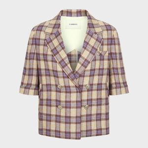 캐리스노트 린넨 체크 하프 소매 숏자켓 (CN4MJK403)