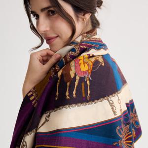 레노마 스카프 울 실크 정사각 스카프 FKI011I FKI011I