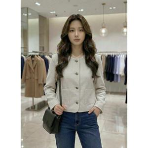 [숲]노카라 칠부소매 크롭자켓  SC4JKM1Q