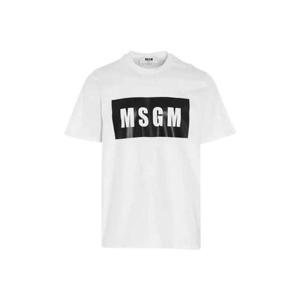 MSGM 페인트 로고 밀라노 반팔 티셔츠 화이트 여성 2842MDM195 207498 01