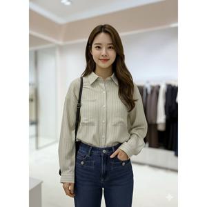 [숲]앞뒤 언발  스트라이프 셔츠  SC3LS863