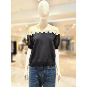 [르니앤맥코이]어깨레이스 시스루소매 옥걸이 셋업니트 MN06KN070HJY