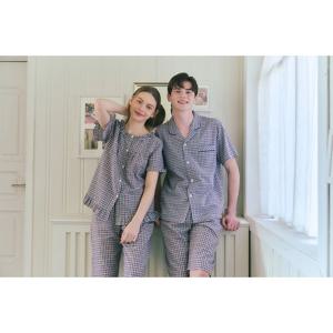 [비너스 란제리] 면 지지미 선염체크 커플잠옷 VPAS202WVPAS202M VPAS202WVPAS