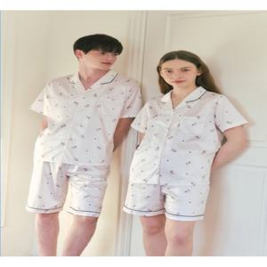 비너스 란제리 부드럽고 광택감있는 실크필 고양이 프린트 반팔반바지 커플잠옷 VPAS206MVPAS