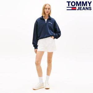 타미힐피거데님 T32G1NEQ64TWT1 여성 화이트워시드 데님 맘 쇼츠 T32G1NEQ64TWT1